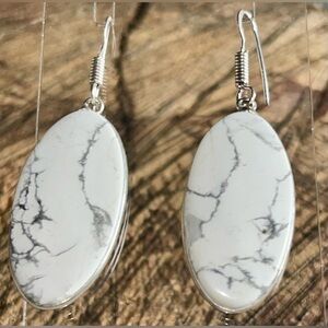 Magnesite Howlite Earrings 1 7/8”